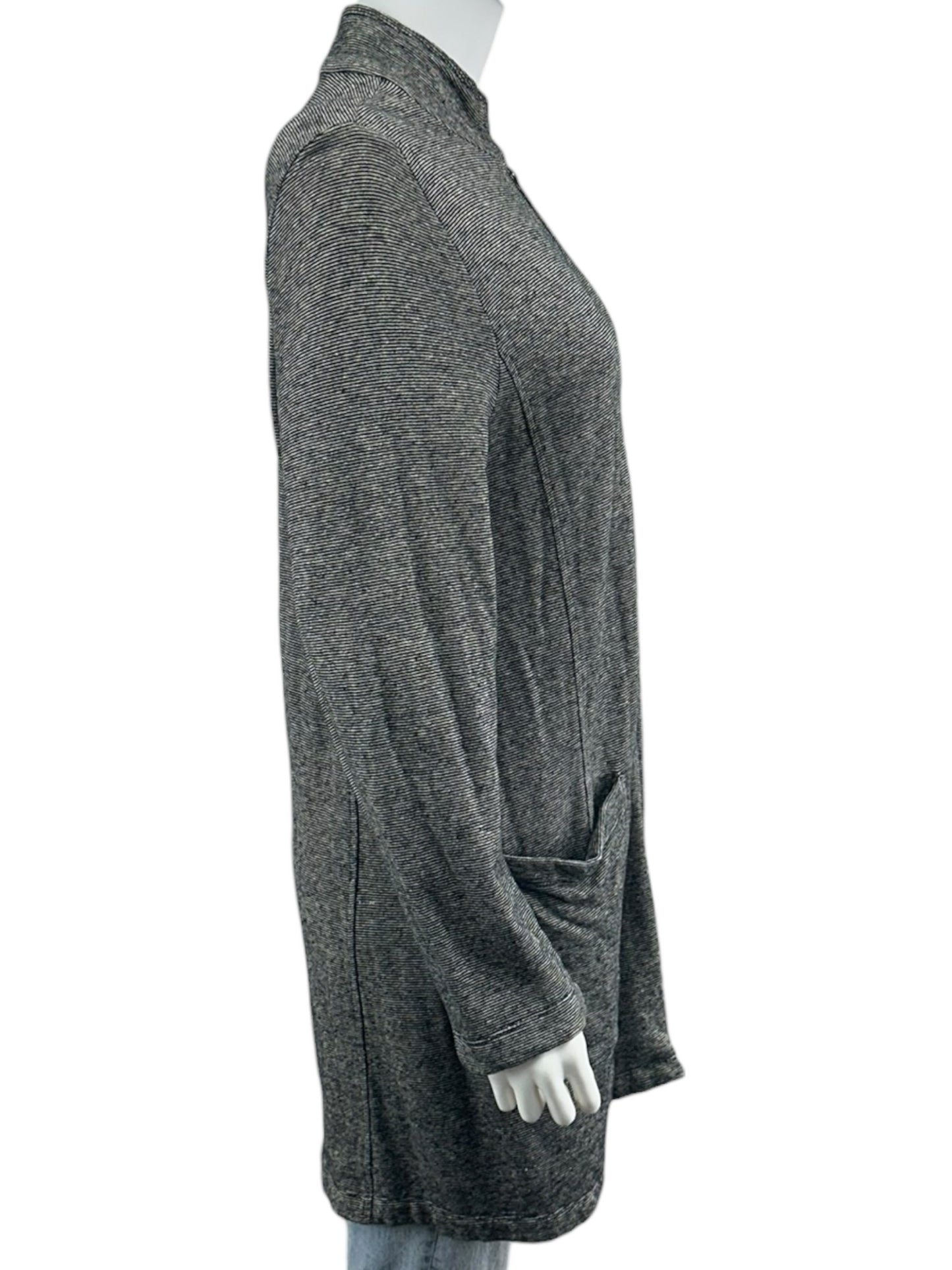 EILEEN FISHER Black Striped Hemp Organic Cotton Jacket Size M