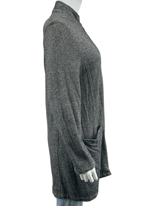 EILEEN FISHER Black Striped Hemp Organic Cotton Jacket Size M