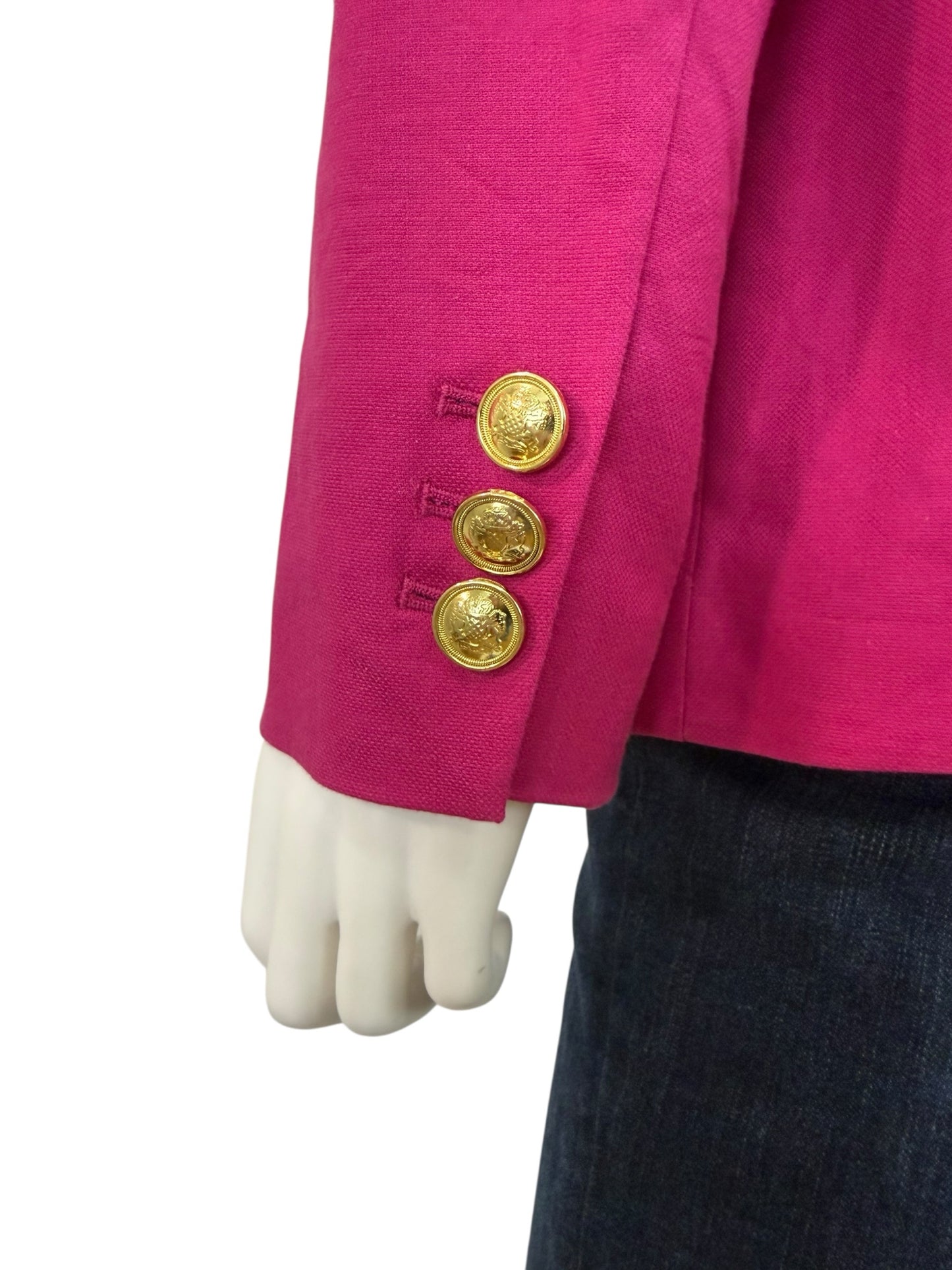 Talbots Fuchsia Linen Blend Double Breasted Blazer Size 6