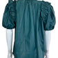 karlie NWT Teal Faux Leather Blouse Size L