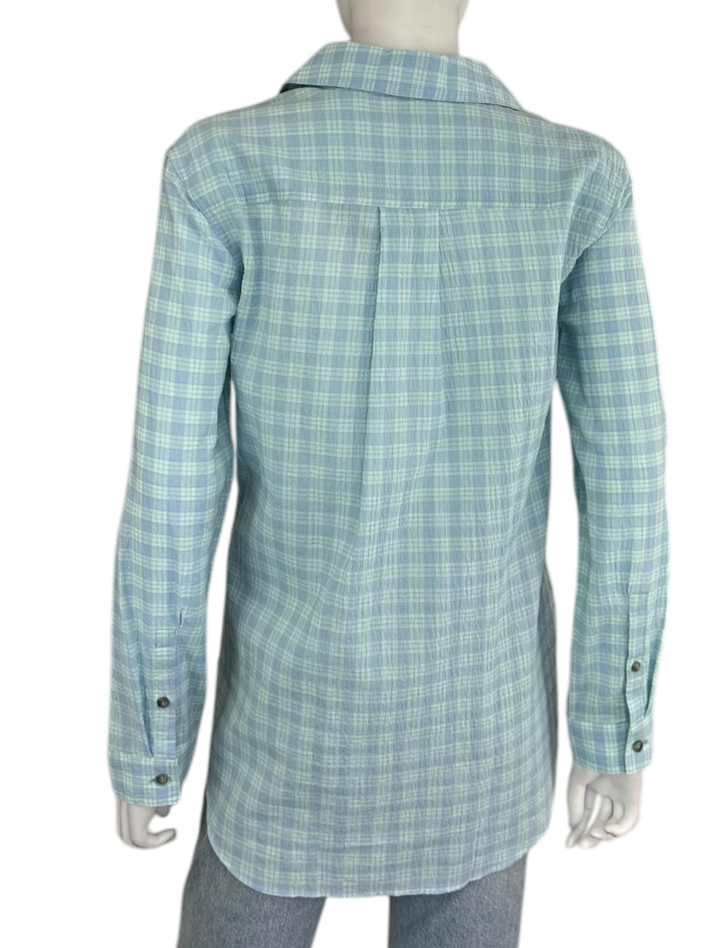 Eddie Bauer NWT Teal Plaid Button-Down Shirt Size M