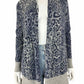 WHITE + WARREN Cashmere Blue Leopard Print Cardigan Size S