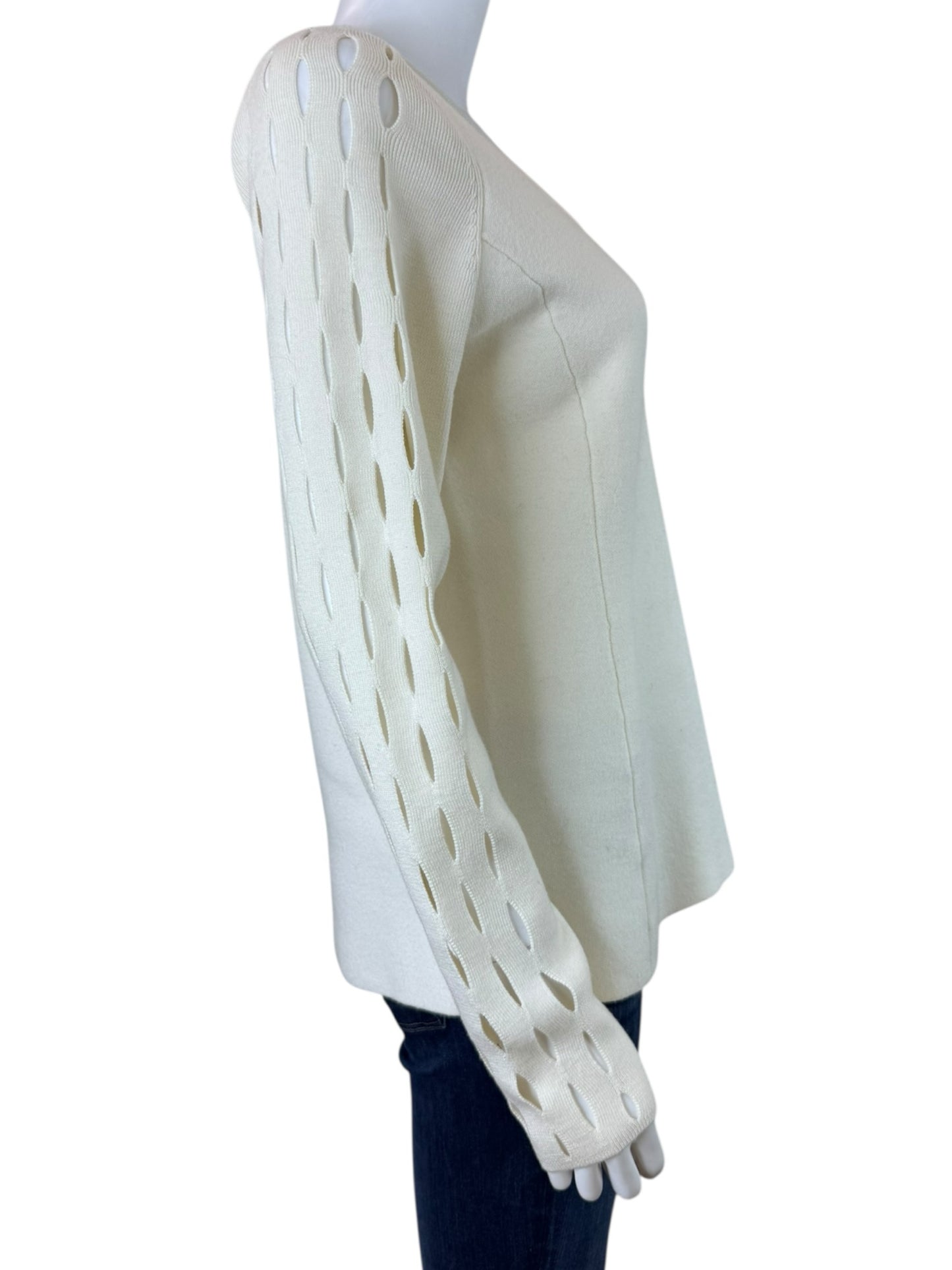 ELIE TAHARI Cream Extra Fine Merino Wool Sweater Size L