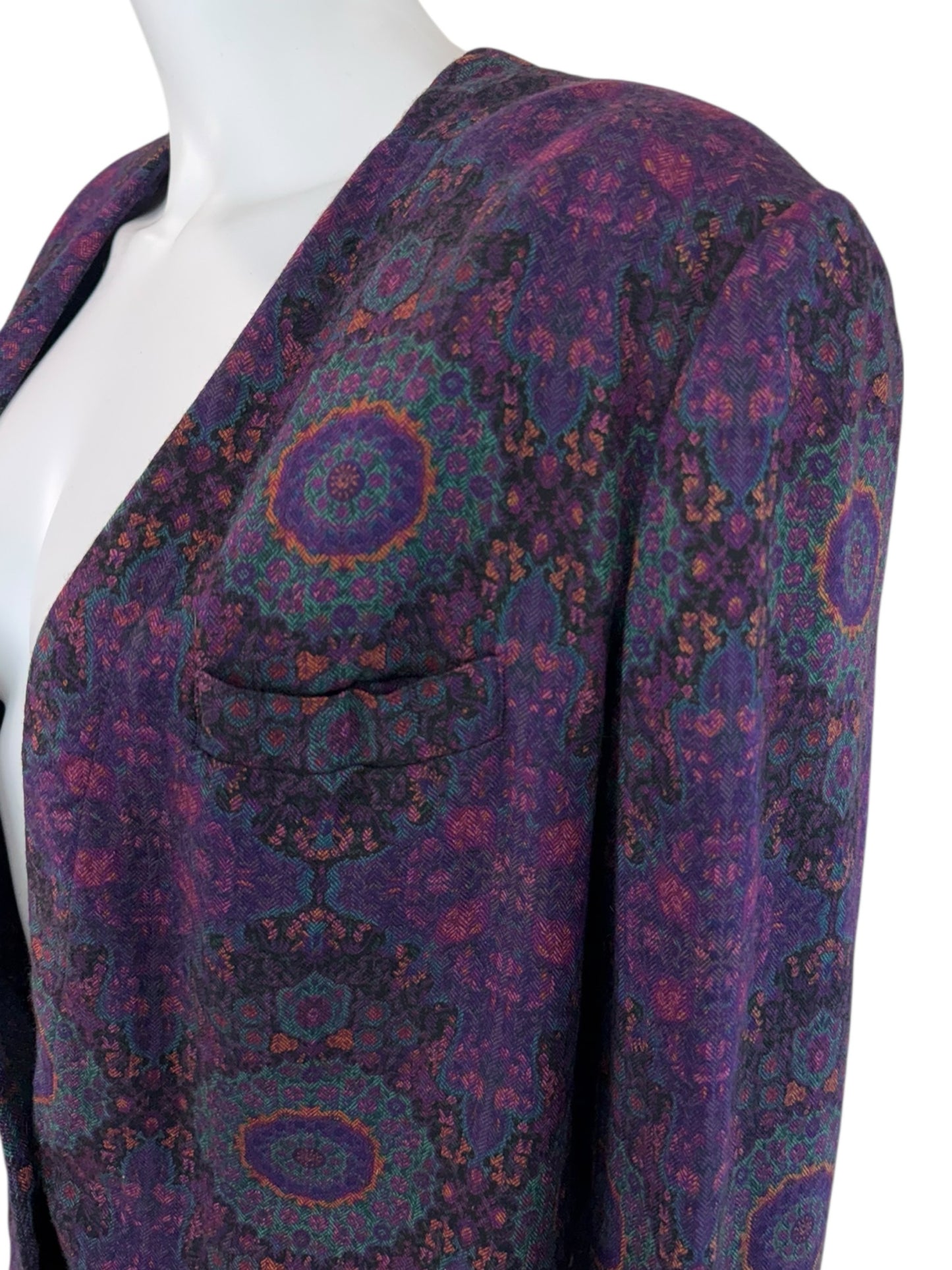 Vintage Christian Dior Purple Paisley Blazer Jacket Size 10