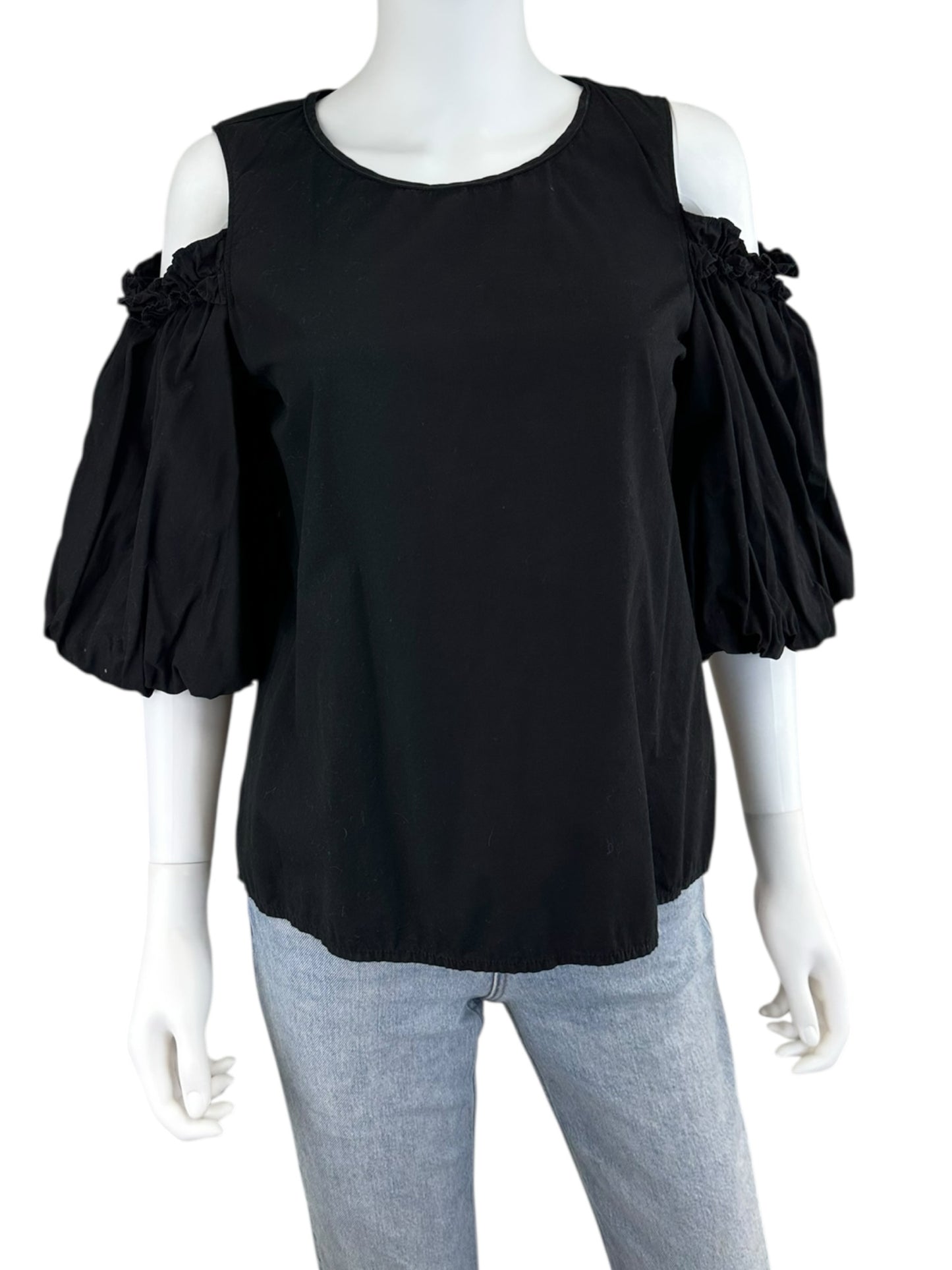 velvet BY GRAHAM & SPENCER Black Cold Shoulder Blouse Size S