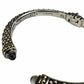 LAGOS 18K Yellow Gold & Sterling Silver Slim CAVIAR White Topaz Clamper Cuff Bracelet