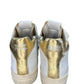 P448 Thea Mid Millenium Platform Sneakers in White, Gold & Suede Size 39