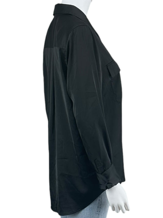 EQUIPMENT Black Satin Button-Down Shirt Size S