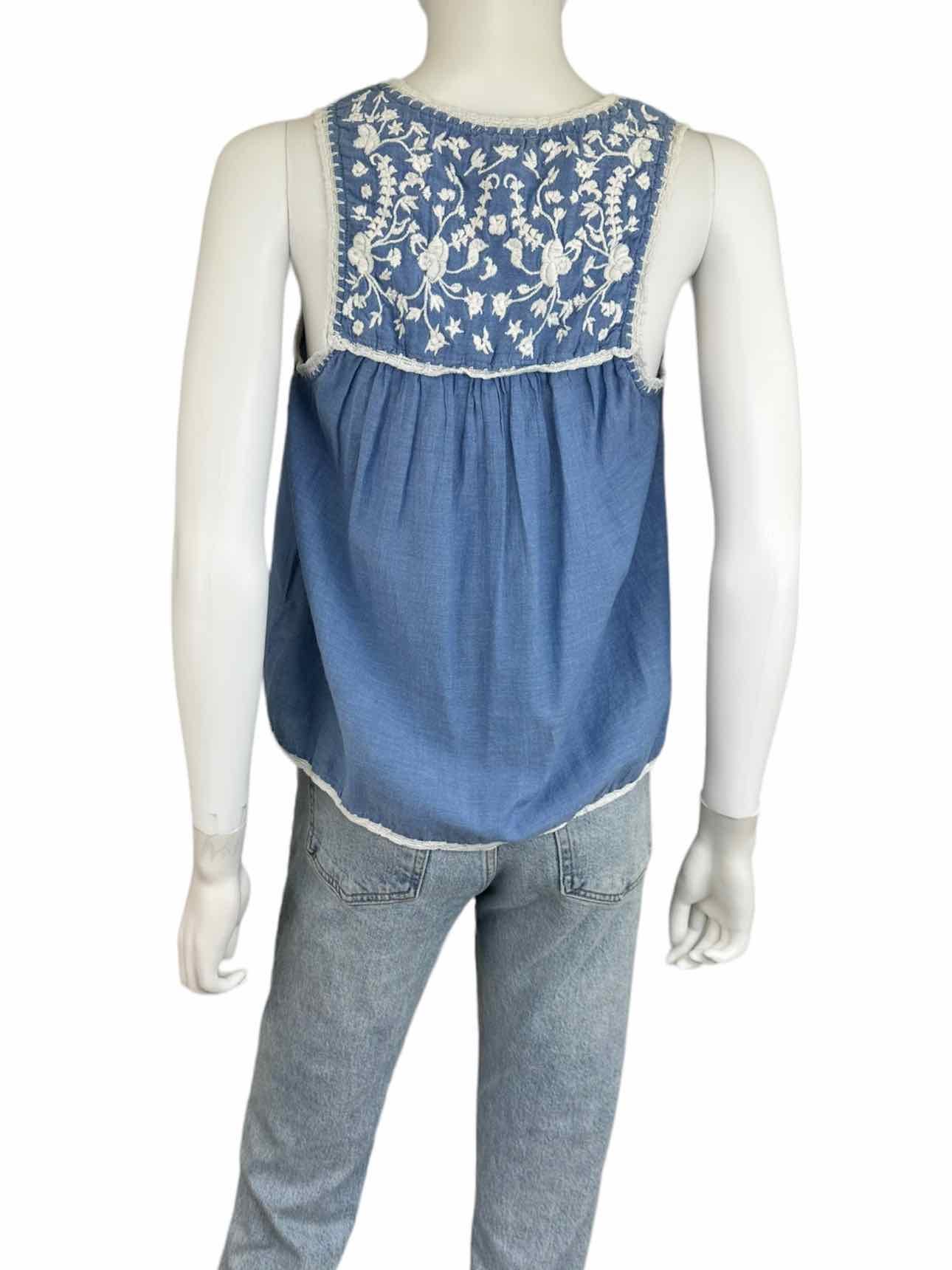 Joie Blue 100% Cotton Embroidered Shell Size XS