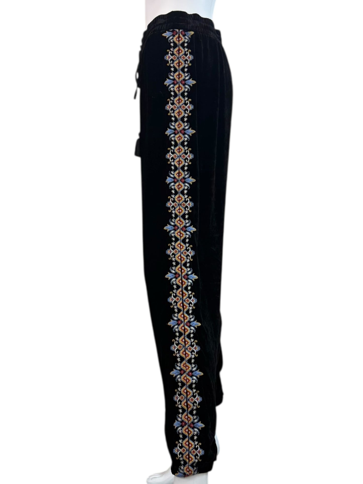 Johnny Was Black Velvet Embroidered 2 PC Knit Set Size M