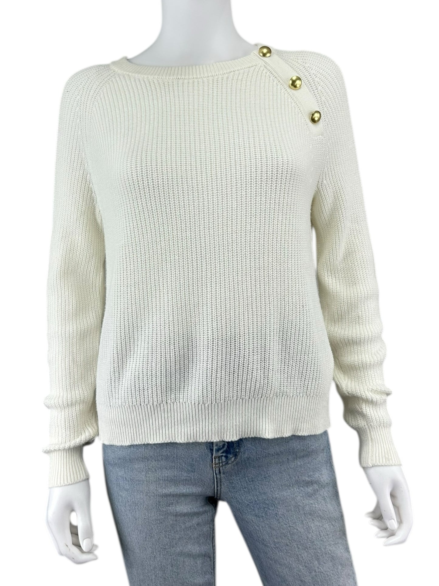 J. Crew White Cotton Sweater Size XS