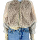 Free People NWT Cream Multi Textured Fur Zip-Up Jacket Size S