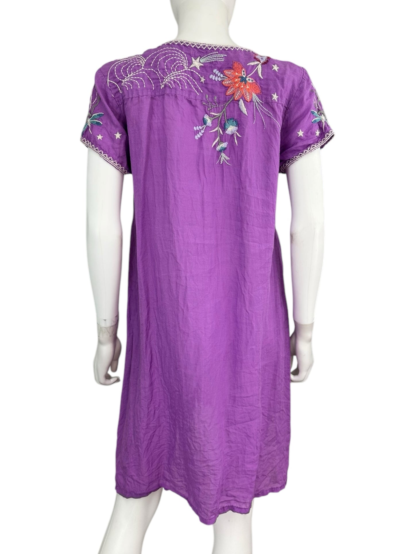 Johnny Was Purple Embroidered Dress Size M