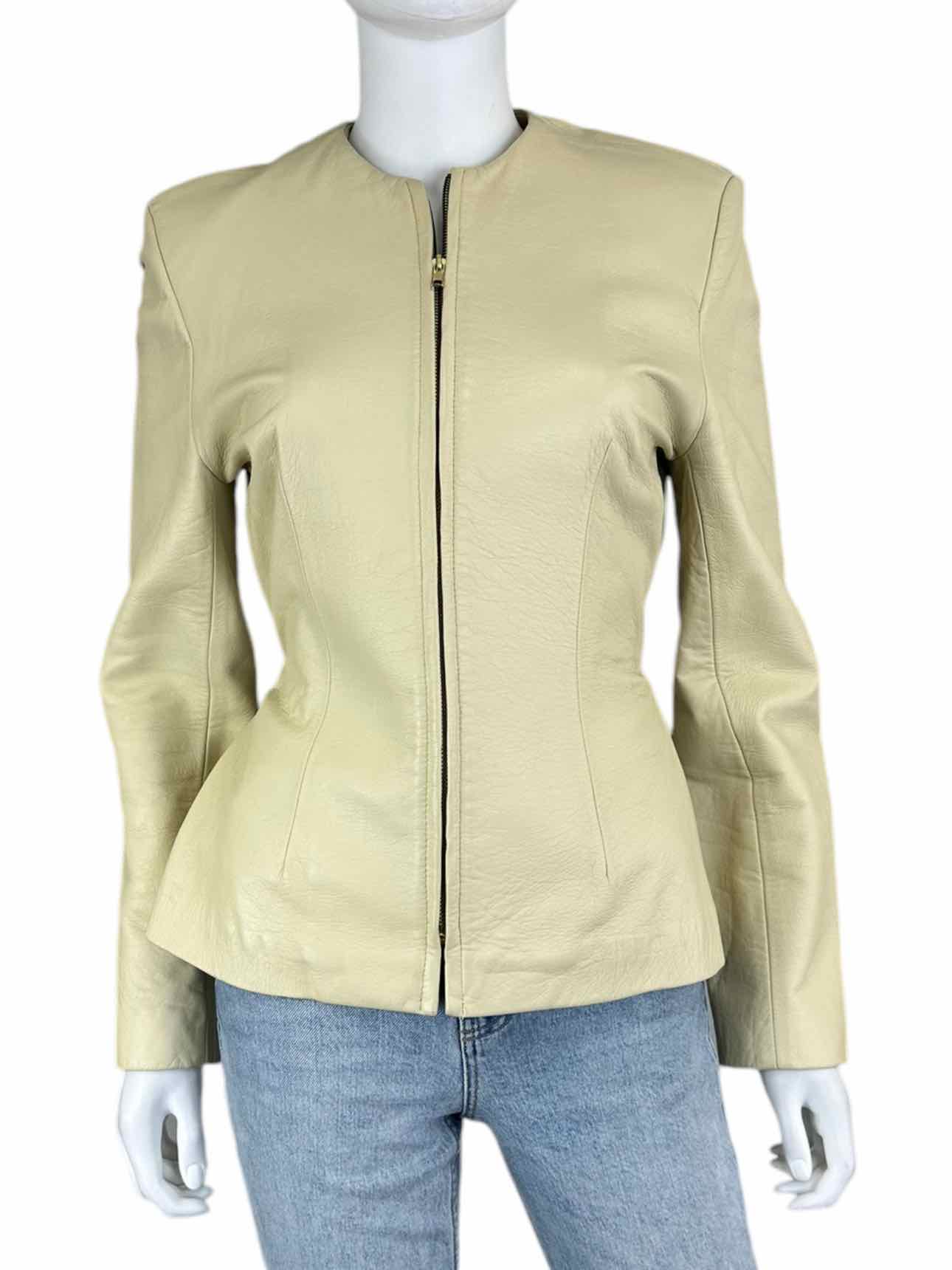 JERRY SHABO Cream 100% Genuine Leather Jacket Size M