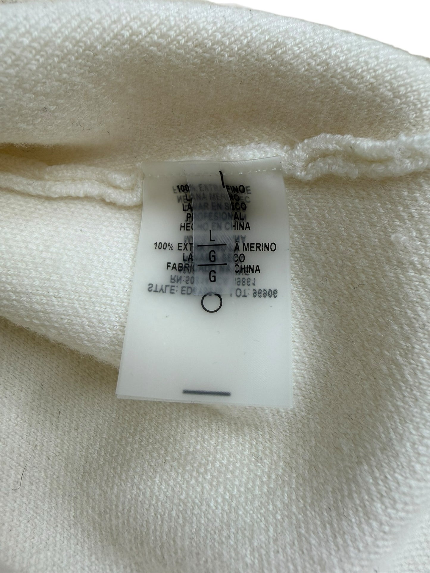 ELIE TAHARI Cream Extra Fine Merino Wool Sweater Size L