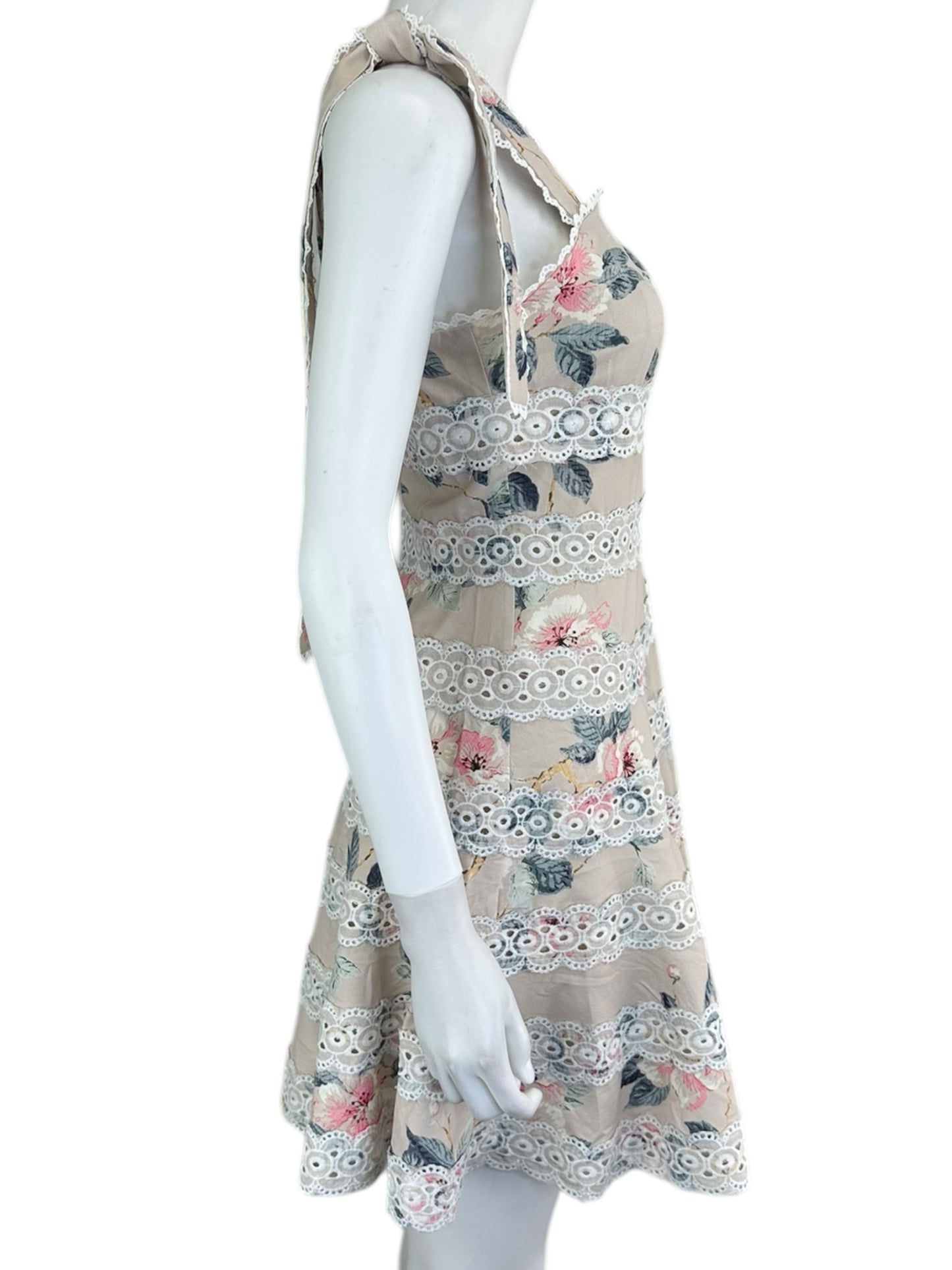 Avantalook Cream Floral Lace Mini Dress Size XS