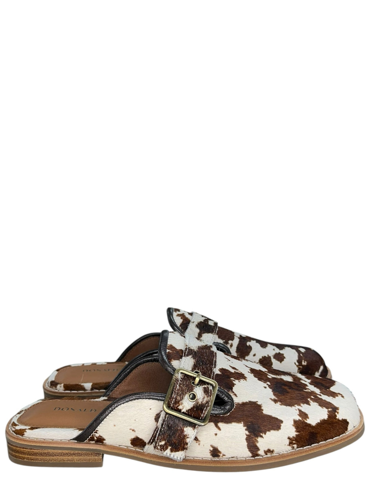 Donald Pliner 'SABEL' White/Brown Cow Print Mules Size 8.5