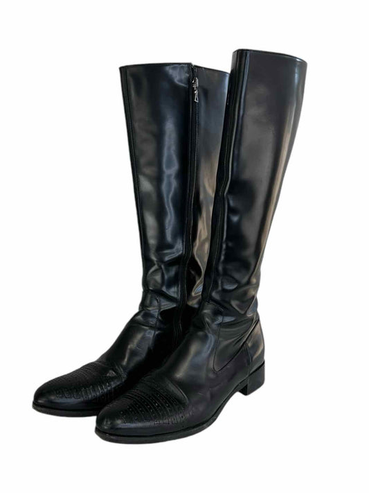 PRADA Black Calzature Donna Spazzolato Hole Boots Size 38.5