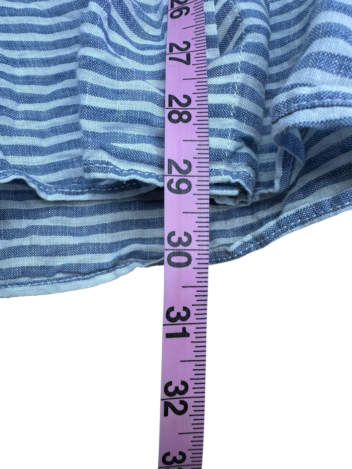 TAHARI 100% Linen Blue Striped Button-down Size L