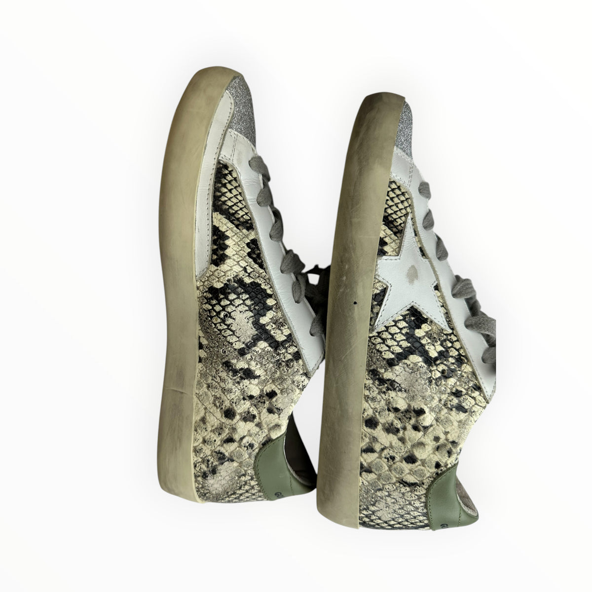 GOLDENGOOSE Super-Star Python Print Glitter Low Top Sneakers Size 37