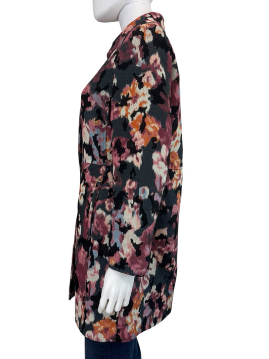 Chico's Muted Floral Drama Jacquard Coat Jacket Size M