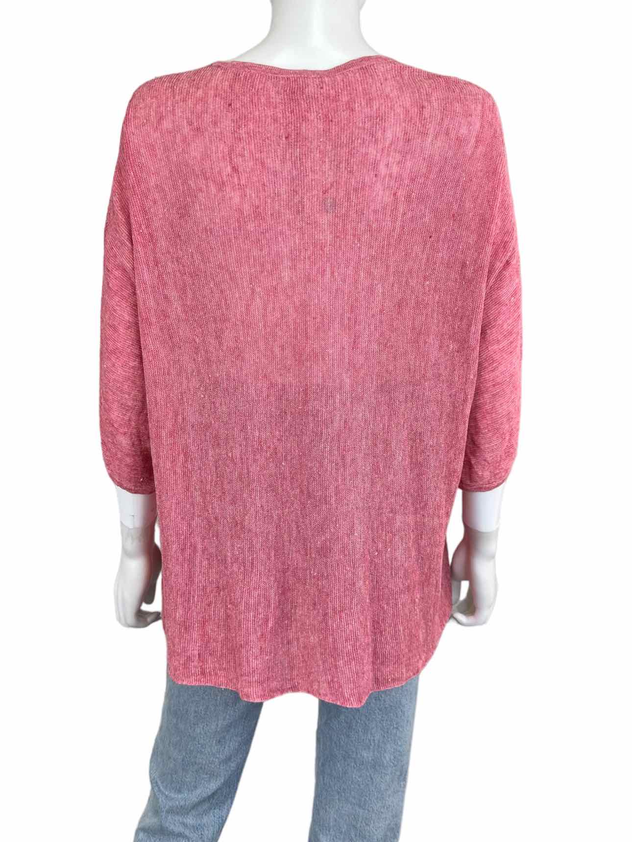 EILEEN FISHER Pink 100% Linen Sweater Size S