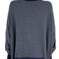 EILEEN FISHER Navy Striped Sweater Size L