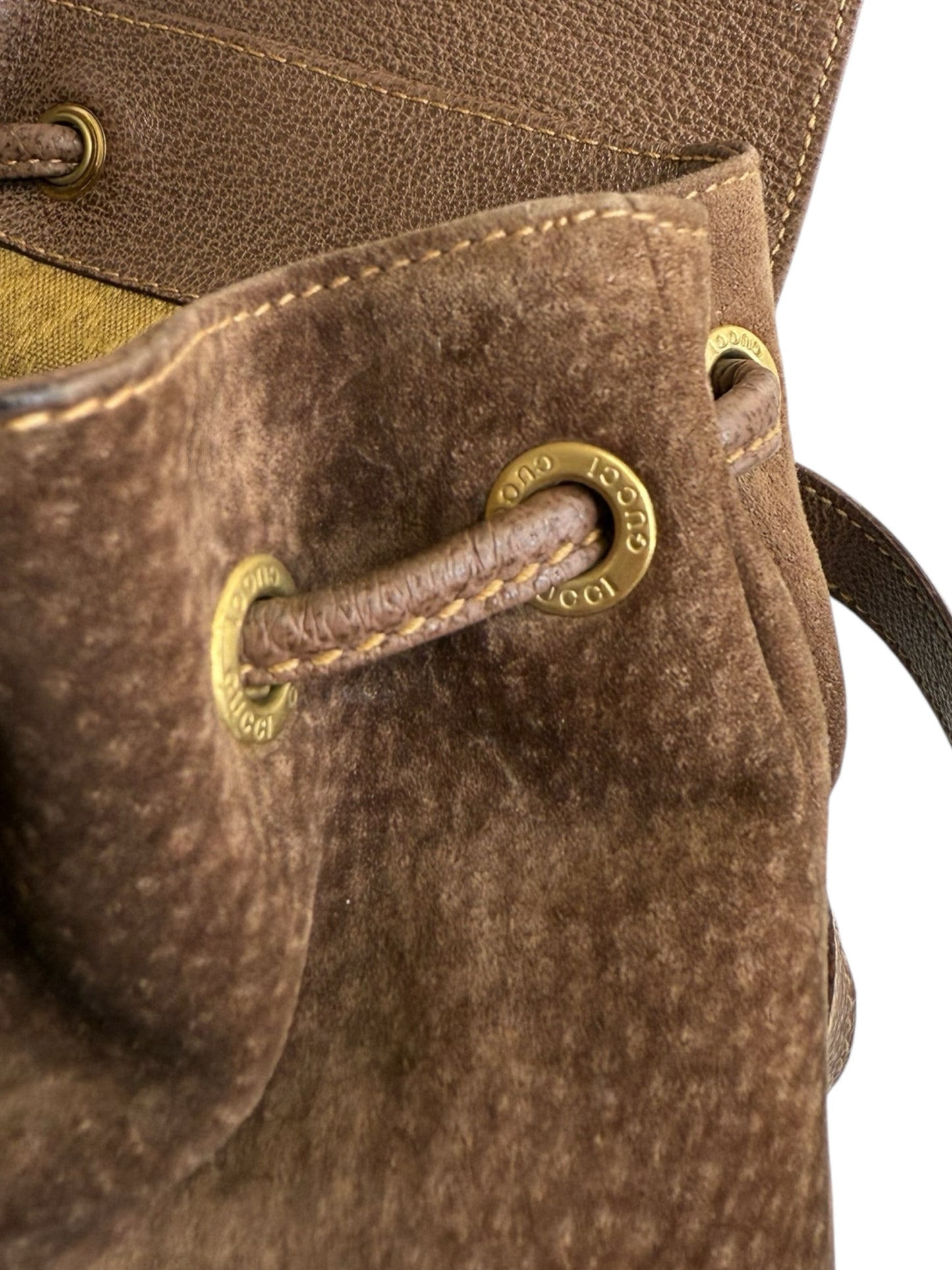 Gucci Vintage Brown Suede Backpack Designer Handbag