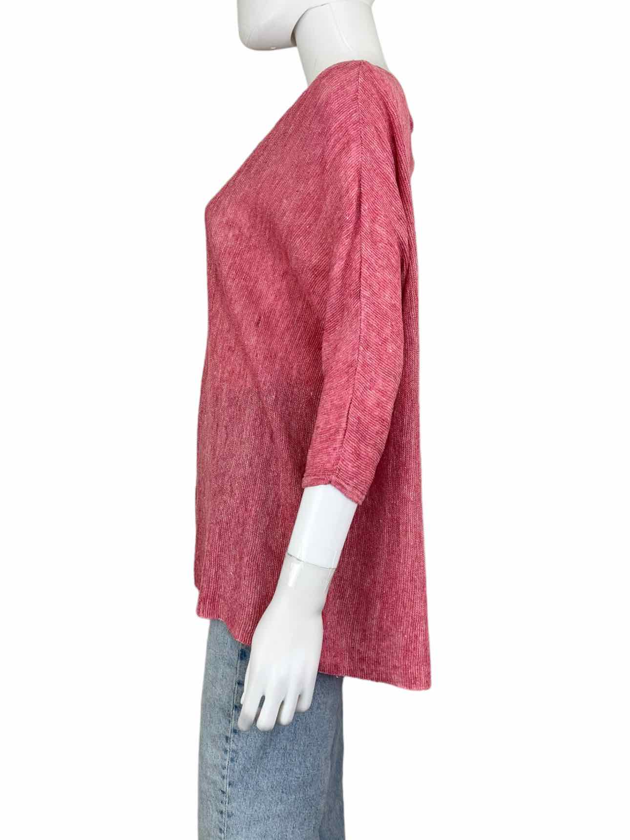 EILEEN FISHER Pink 100 Linen Sweater Size S alineconsignment