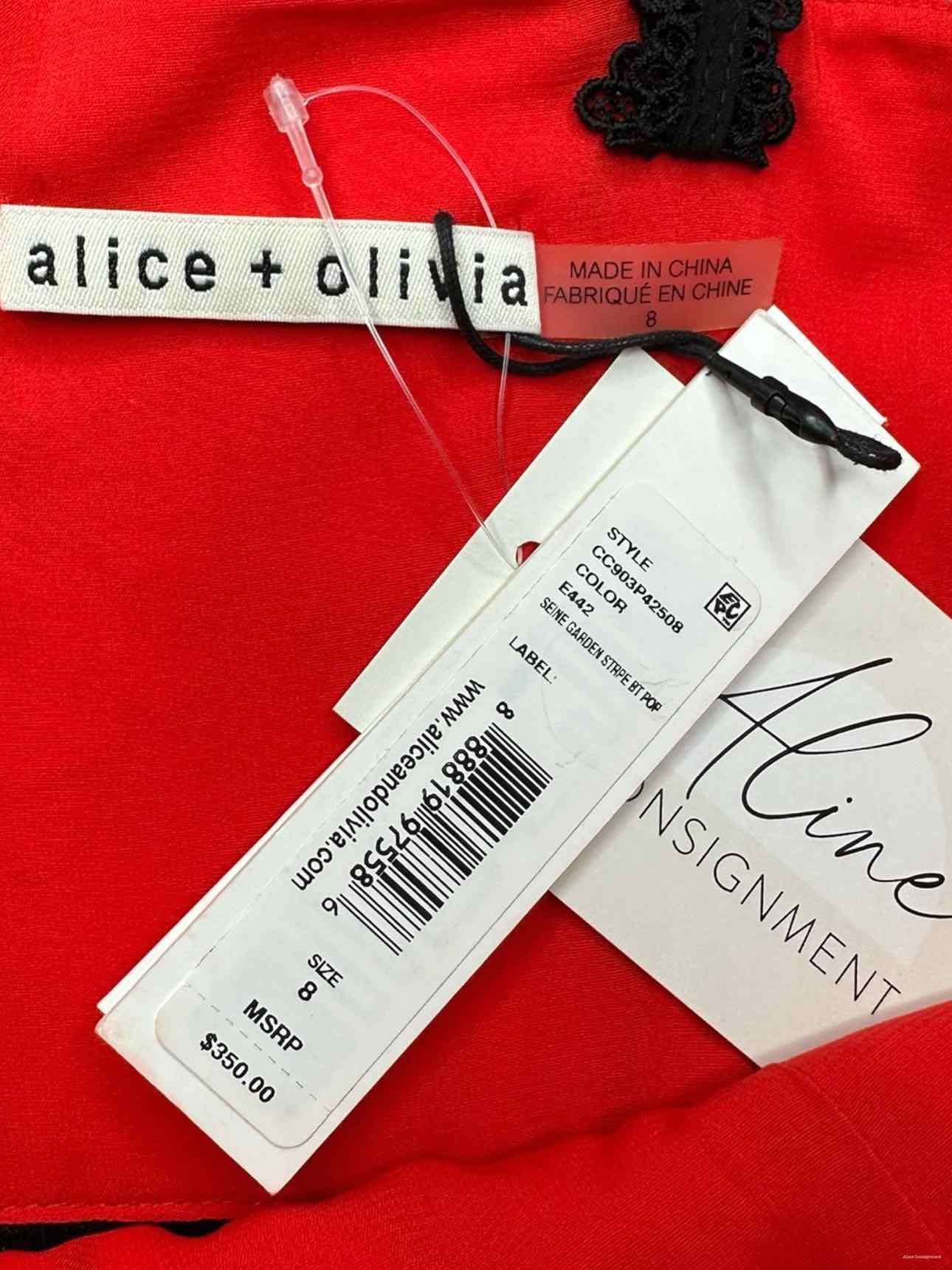 alice & olivia NWT Red Floral Print Cocktail Dress Size 8