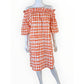 Brooke Wright Orange Plaid Olivia Off-the-Shoulder Dress Size M