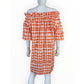 Brooke Wright Orange Plaid Olivia Off-the-Shoulder Dress Size M