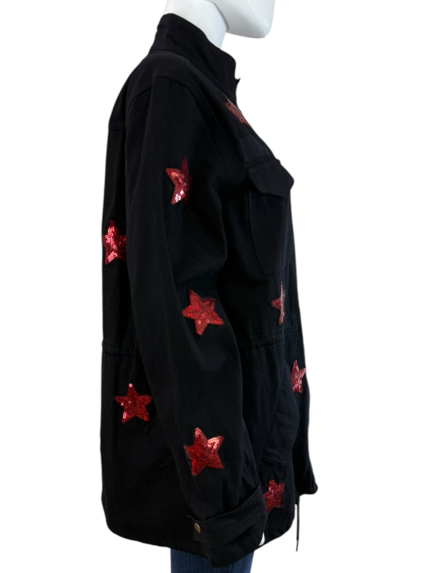 Buddy Love Black Denim Alyssa Cargo Jacket Size L