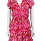 AQUA Pink Printed Mini Dress Size M