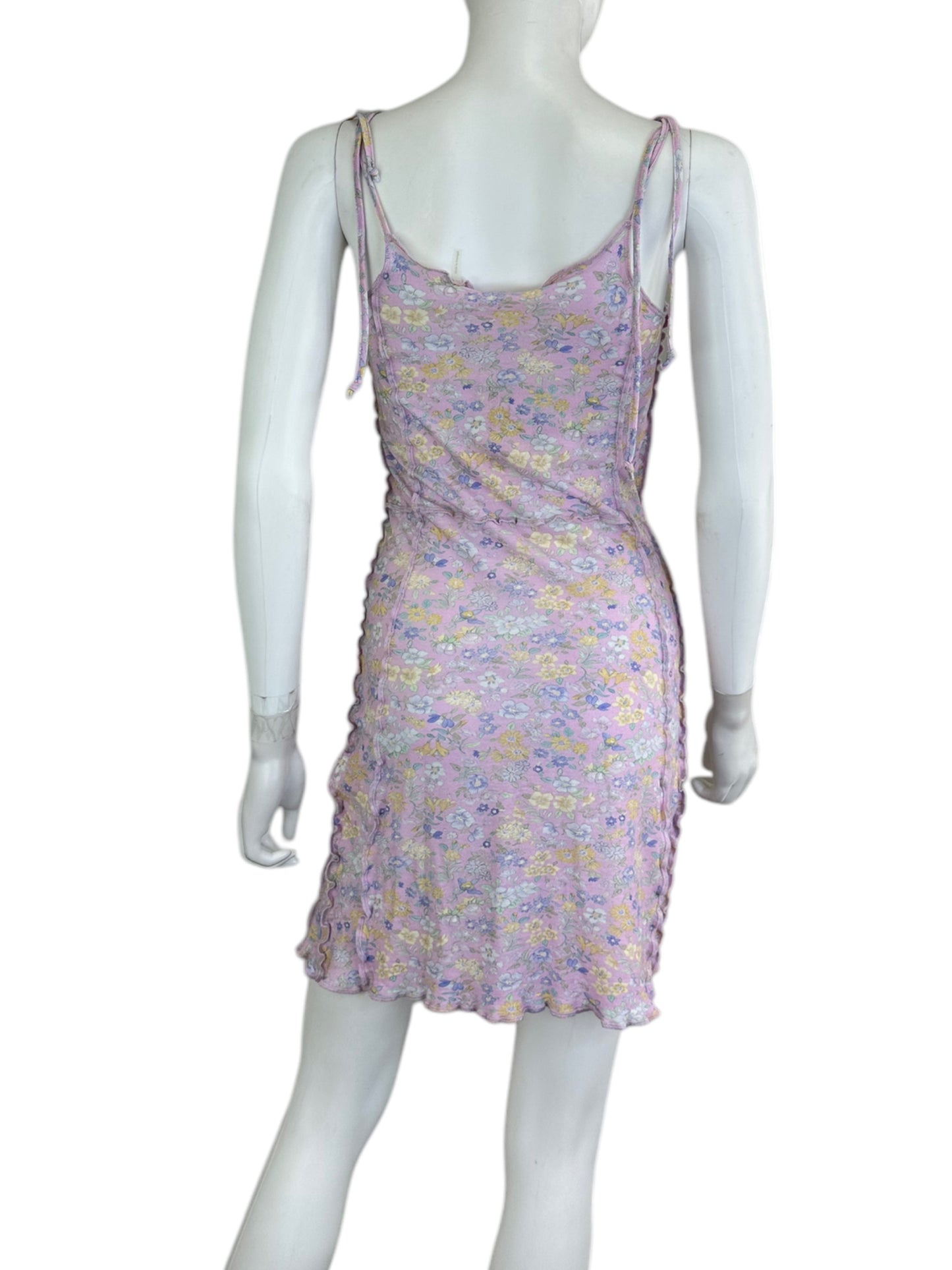 LOVE SHACK FANCY Purple Sheer Floral Mini Dress Size XS