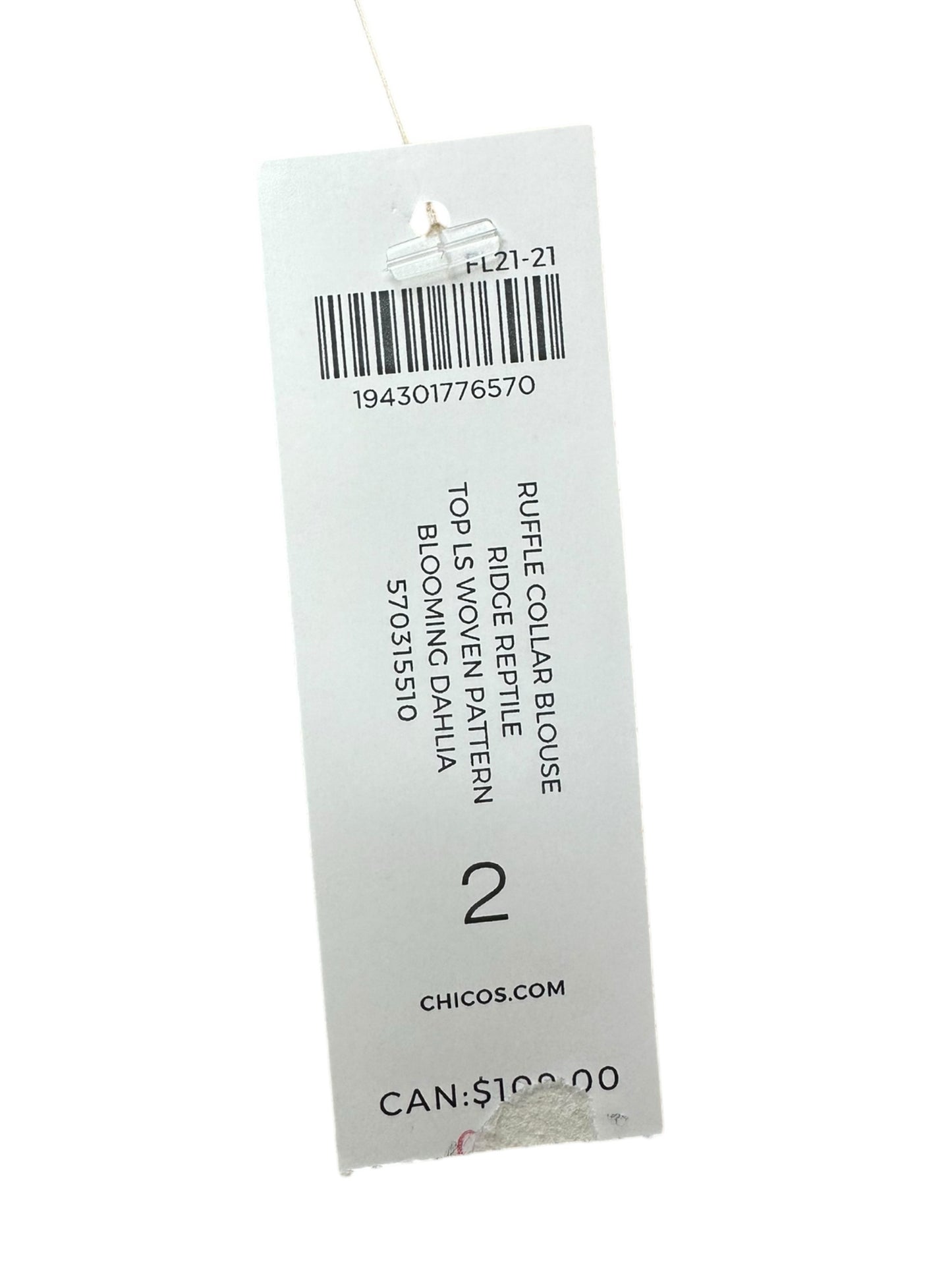 Chico's NWT Purple Ridge Reptile  Print Blouse Size L