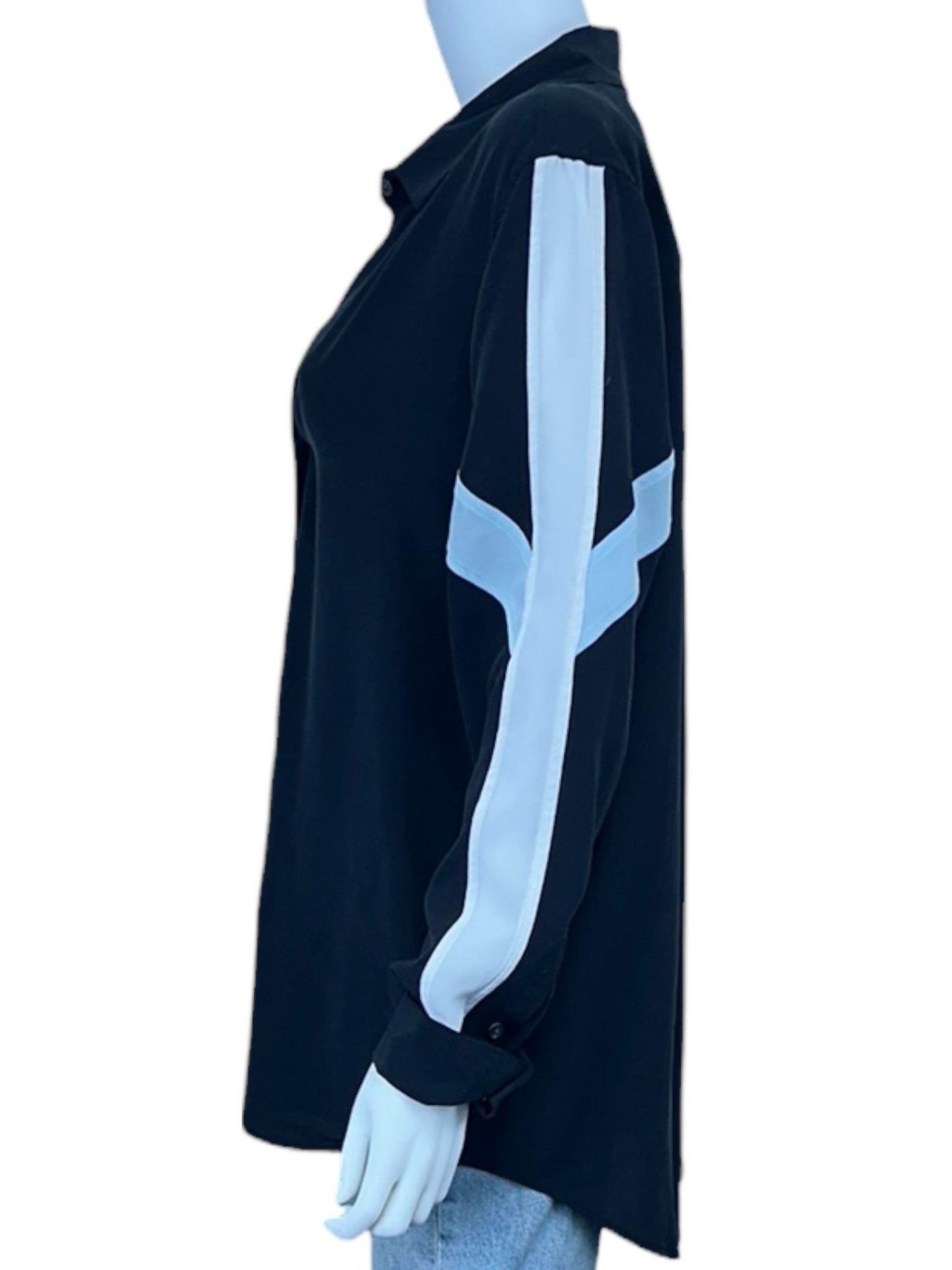 EQUIPMENT Black Colorblock Silk Button-down Shirt Size L