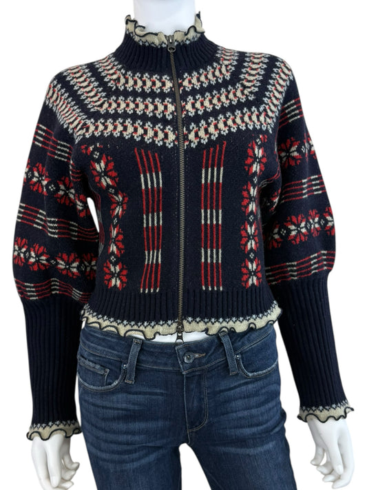 SEA New York Ayla Fair Isle Sweater Cardigan Size S