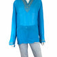 Susan Graver 100% Silk Turquoise Blouse Size XL