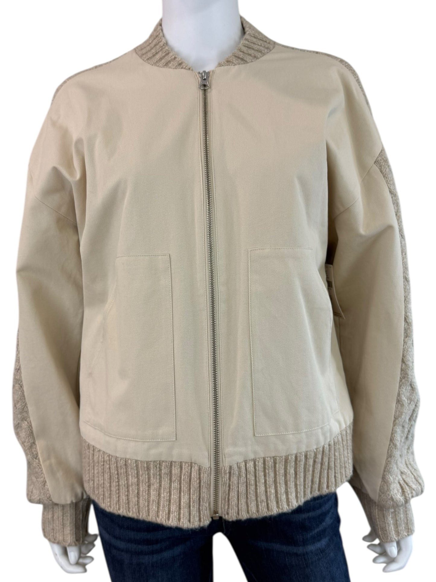 Anthropologie NWT Beige Central Park West Myles Cable Knit Cardigan Sweater Size M