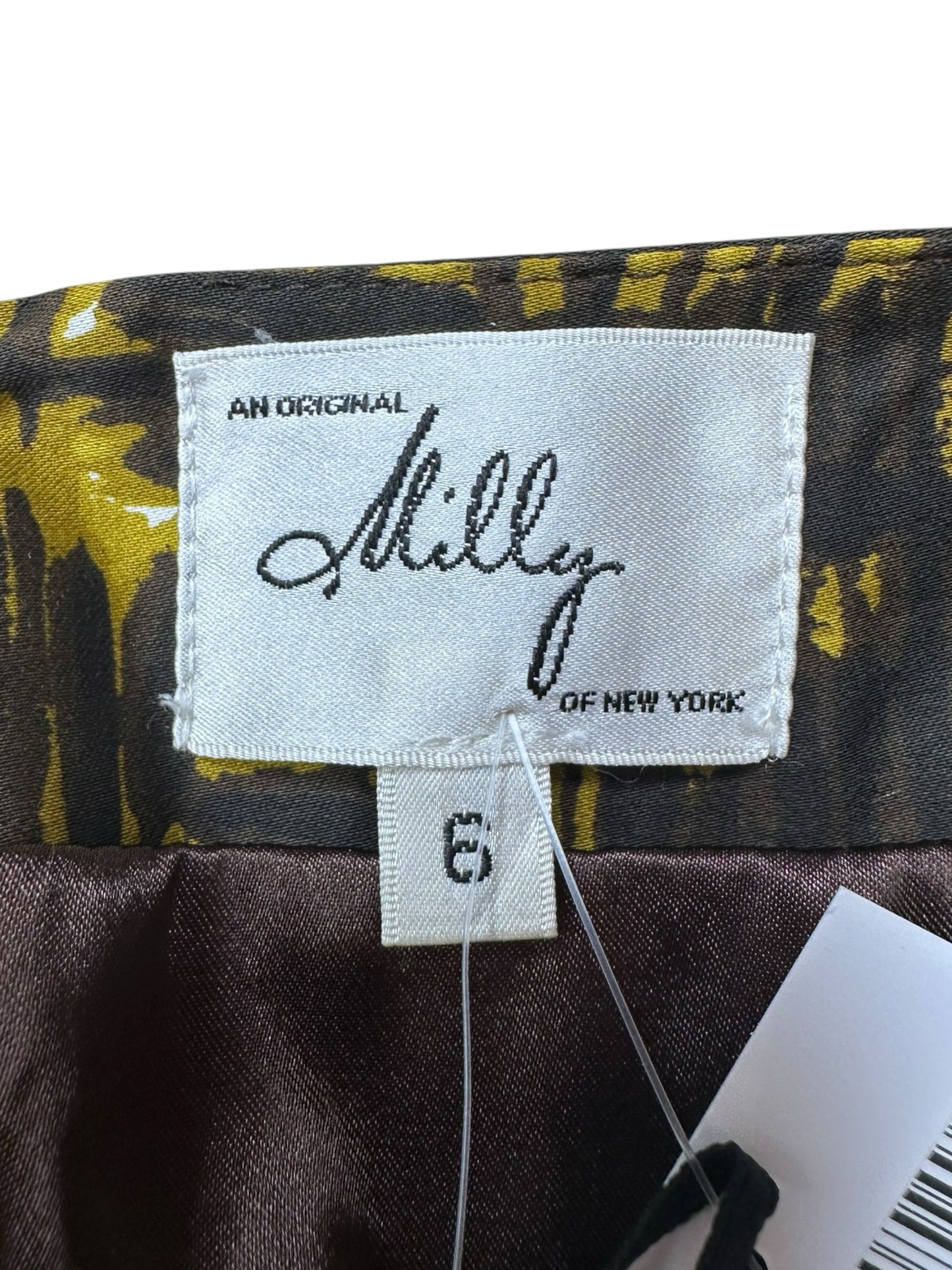 MILLY Black and Yellow Patterned Midi Skirt NWT Size 6