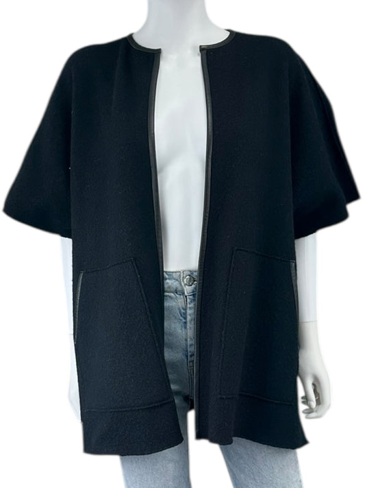 EILEEN FISHER Black 100% Wool Kimono Size XXS