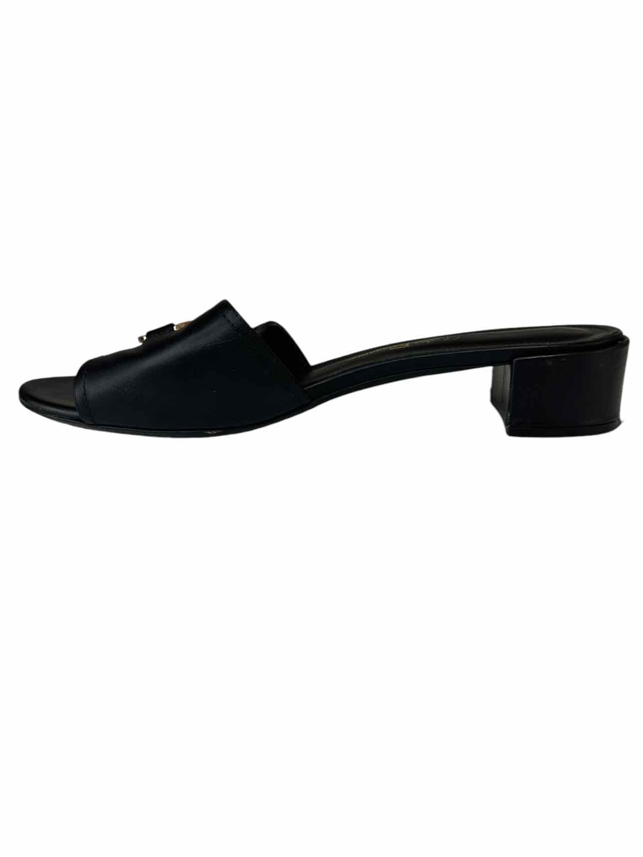 Salvatore Ferragamo Black Leather Rhodes Mules Size 7.5