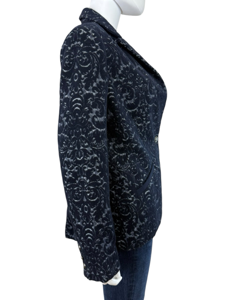 Cabi Navy Paisley Jacquard Blazer Size 6
