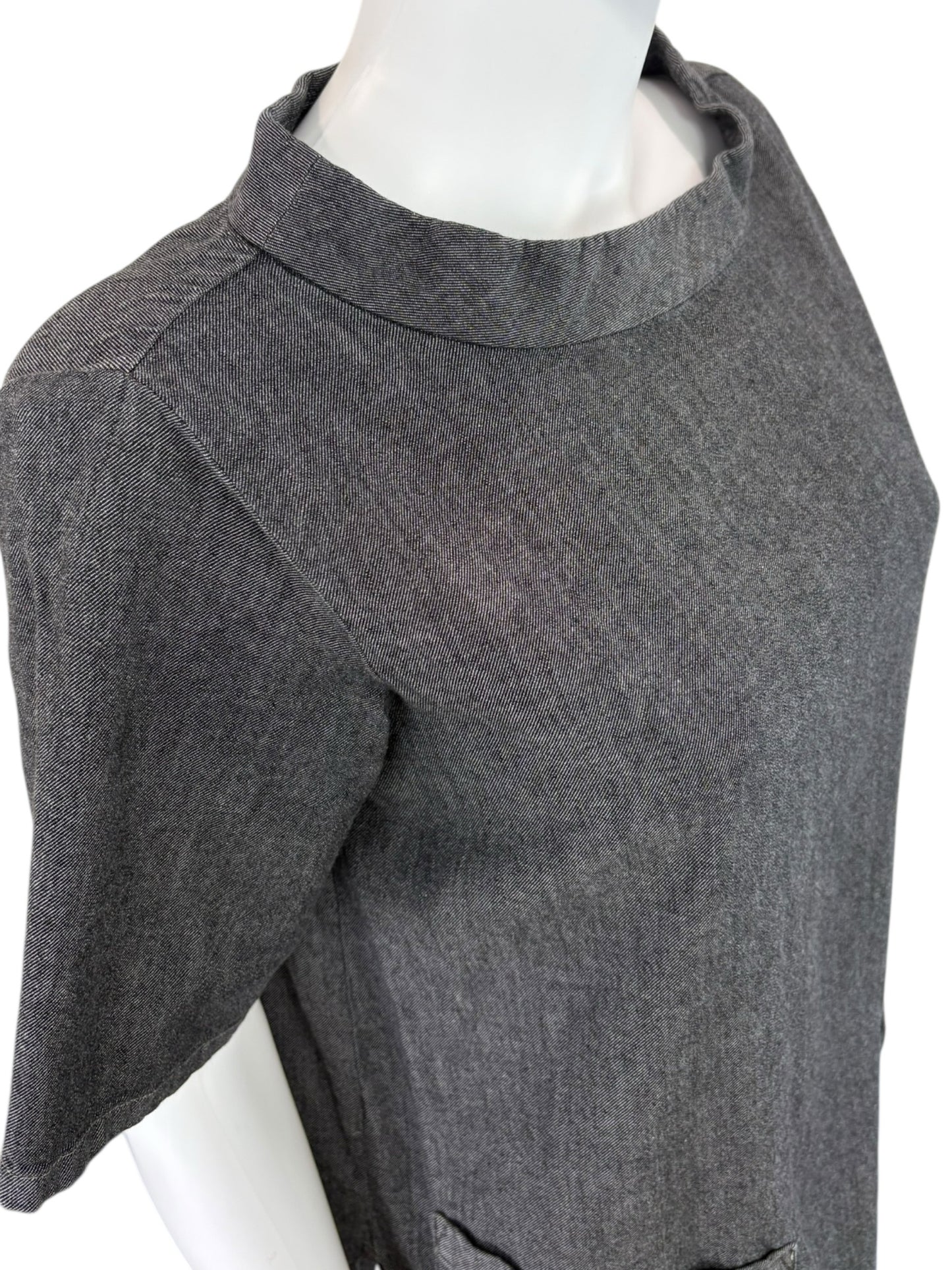 EILEEN FISHER Gray Organic Cotton Blouse Size XS