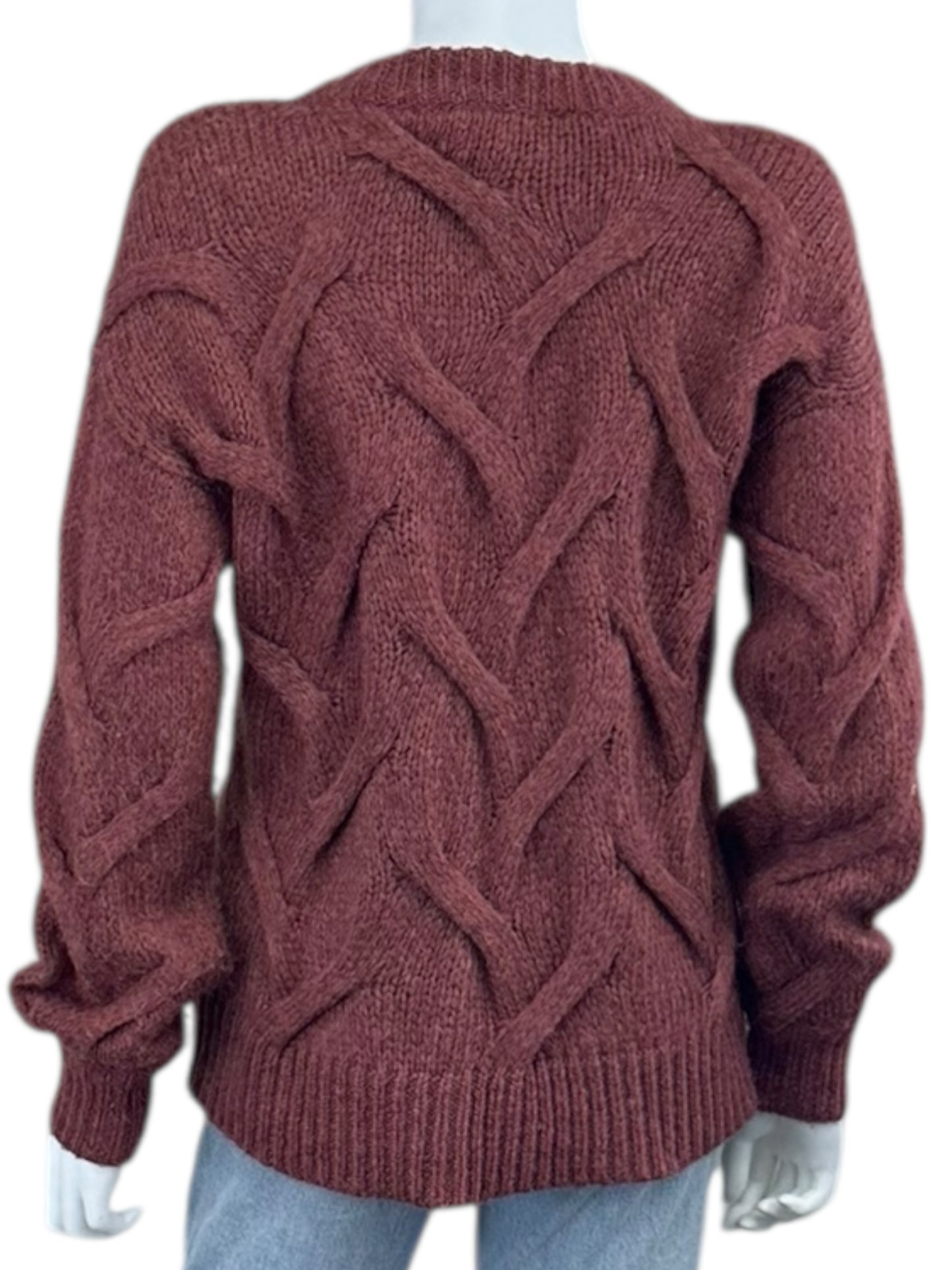 Madewell Mauve Wool Cable Knit Sweater Cardigan Size XS BASE