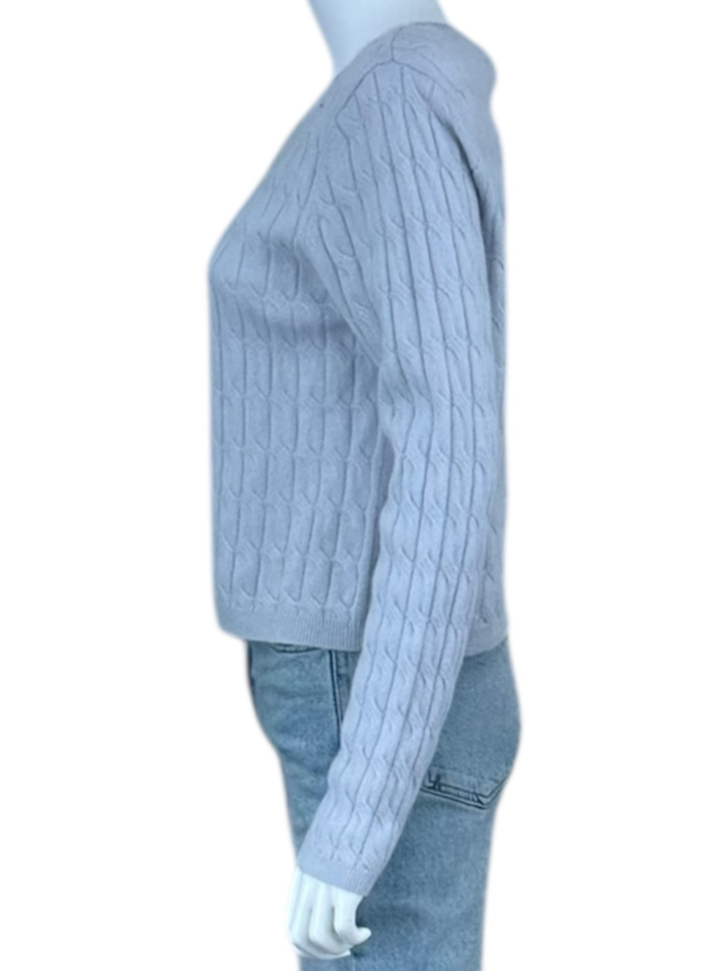 magaschoni NWT Blue 100% Cashmere Cable Sweater Cardigan Size L