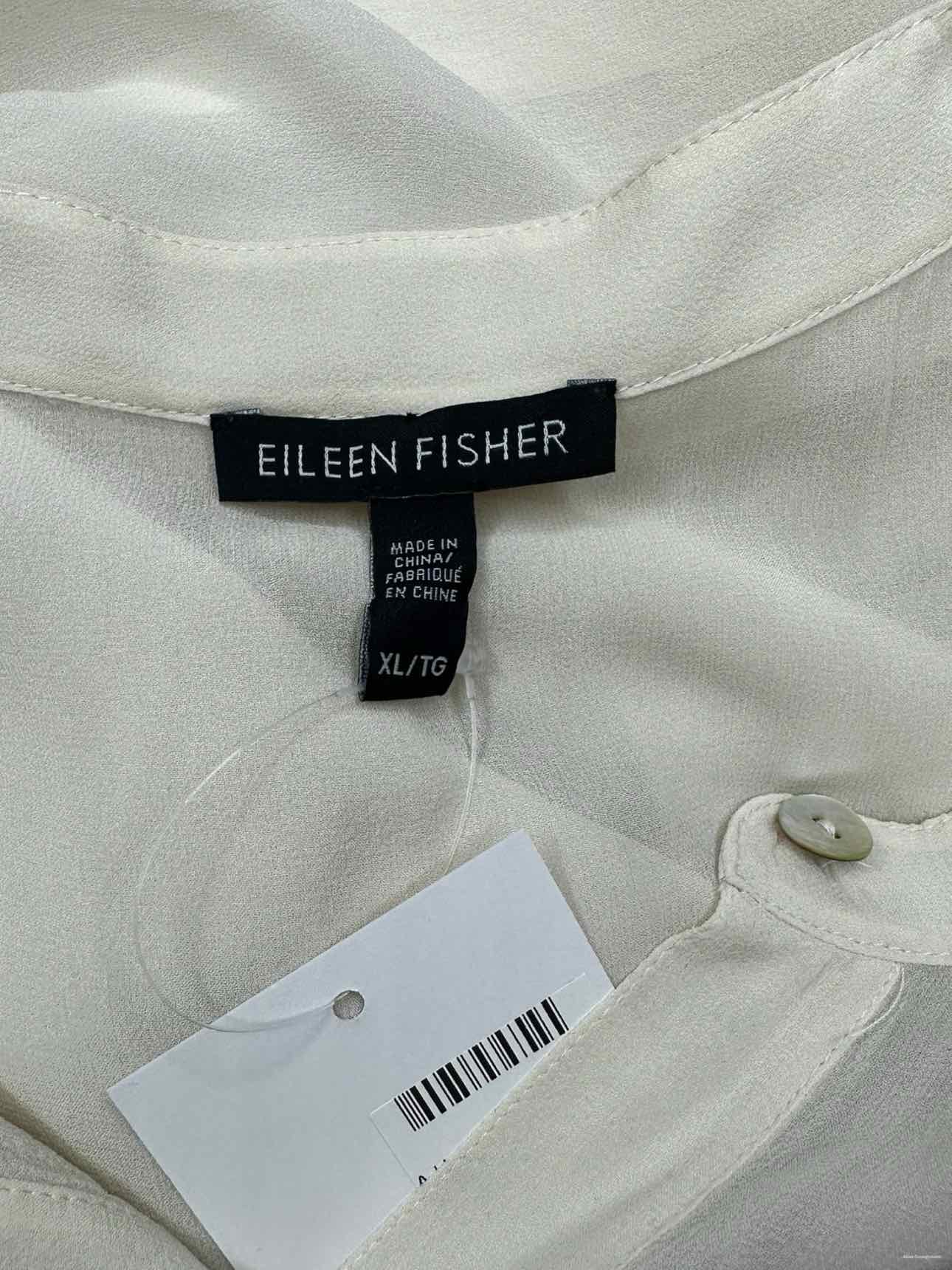 EILEEN FISHER Cream 100% Silk Tunic Size XL