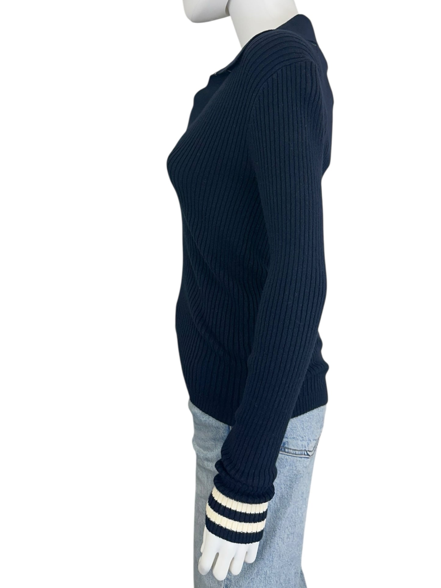 FAHERTY NWT Navy Retro Stripe Sweater Size S