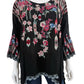 Johnny Was Black Floral Embroidered Wendy Tunic Size xxl